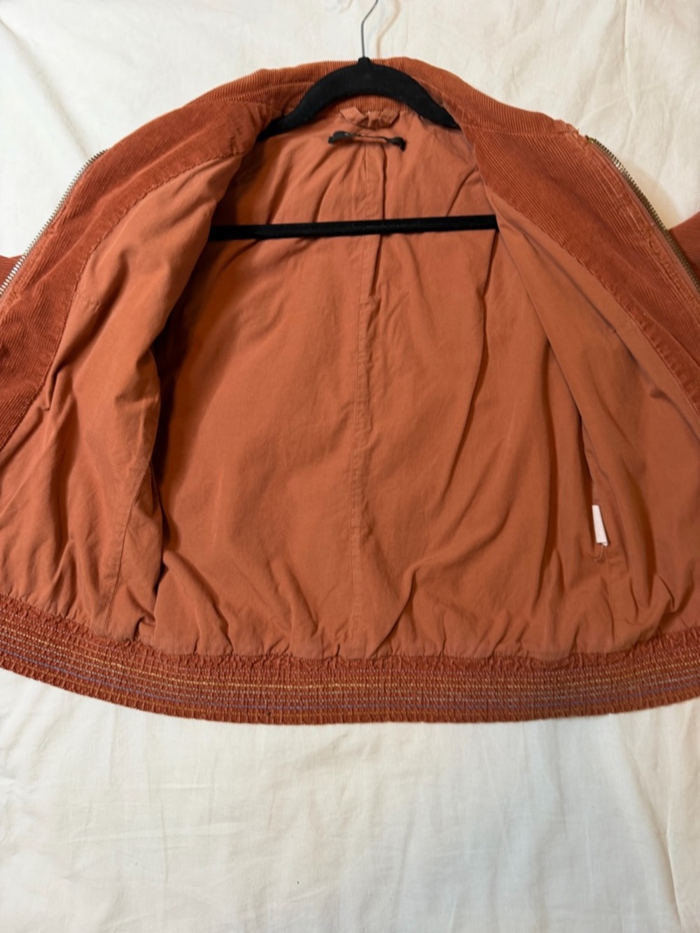 Marc Jacobs Vintage Corduroy Bomber Jacket Puff Sleeve Full Zip Rust Orange 6 - Picture 8 of 9